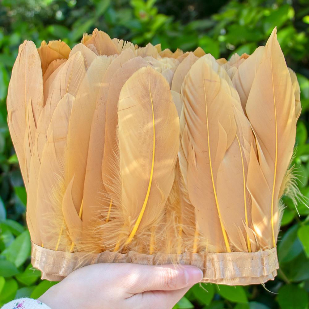 2 Meter Natural Dyed Goose Feather Trim Fringe Ribbon for Wedding Decor Costume Accessories DIY Crafts Gift Wrapping Supplies