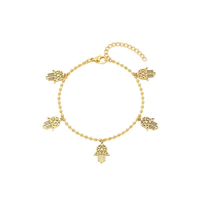 Titanium steel bracelet does not fade, gold love palm bracelet, light luxury niche round bead couple high-end bracelet.