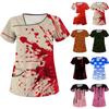 Women's Printed Work Clothes, Sloping Collar And Double Layer Pockets, Basic Top Pullover
