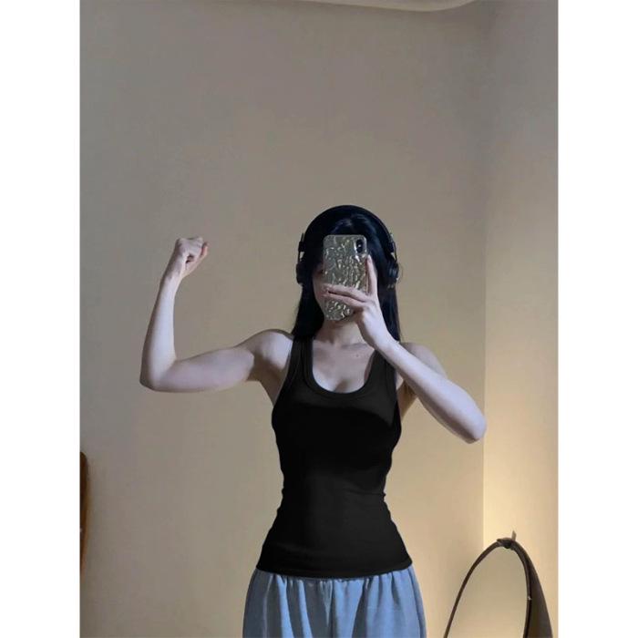 

Женская майка без рукавов облегающего кроя - Защита от просвечивания, Легкая, Универсальный слой для весны, лета и осени Extra Large чёрный