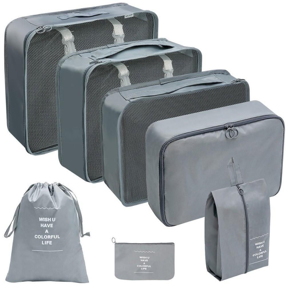 7Pcs/Set Folding Suitcase Packing Cubes Set Large Capacity Clothes Shoe Tidy Pouch  Cosmetics
