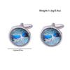 Classic Mens Glass Cabochon World Tree Cufflinks Golden And SIilver Tone Time Gem Round Sleeve Button