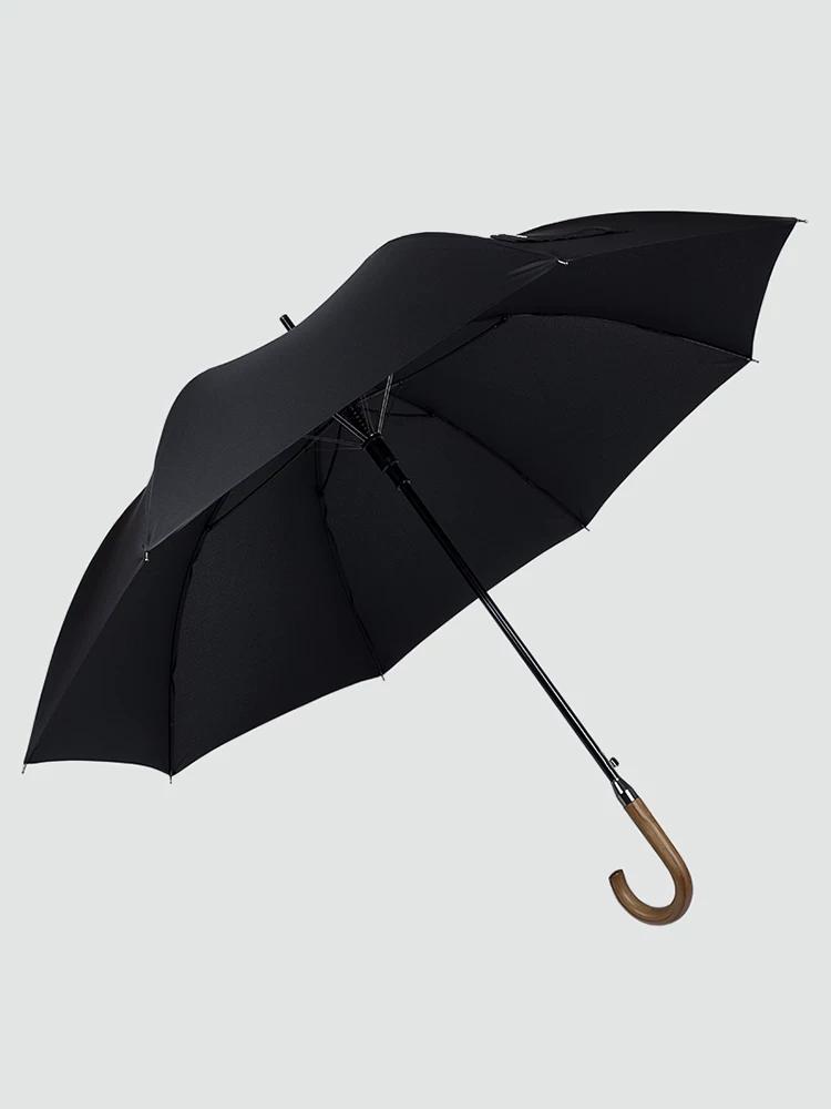 British Retro Style Wooden Curved Handle Extra-Large Reinforced Thickened Sturdy Wind-Resistant Storm-Proof Automatic Long-Handle Umbrella