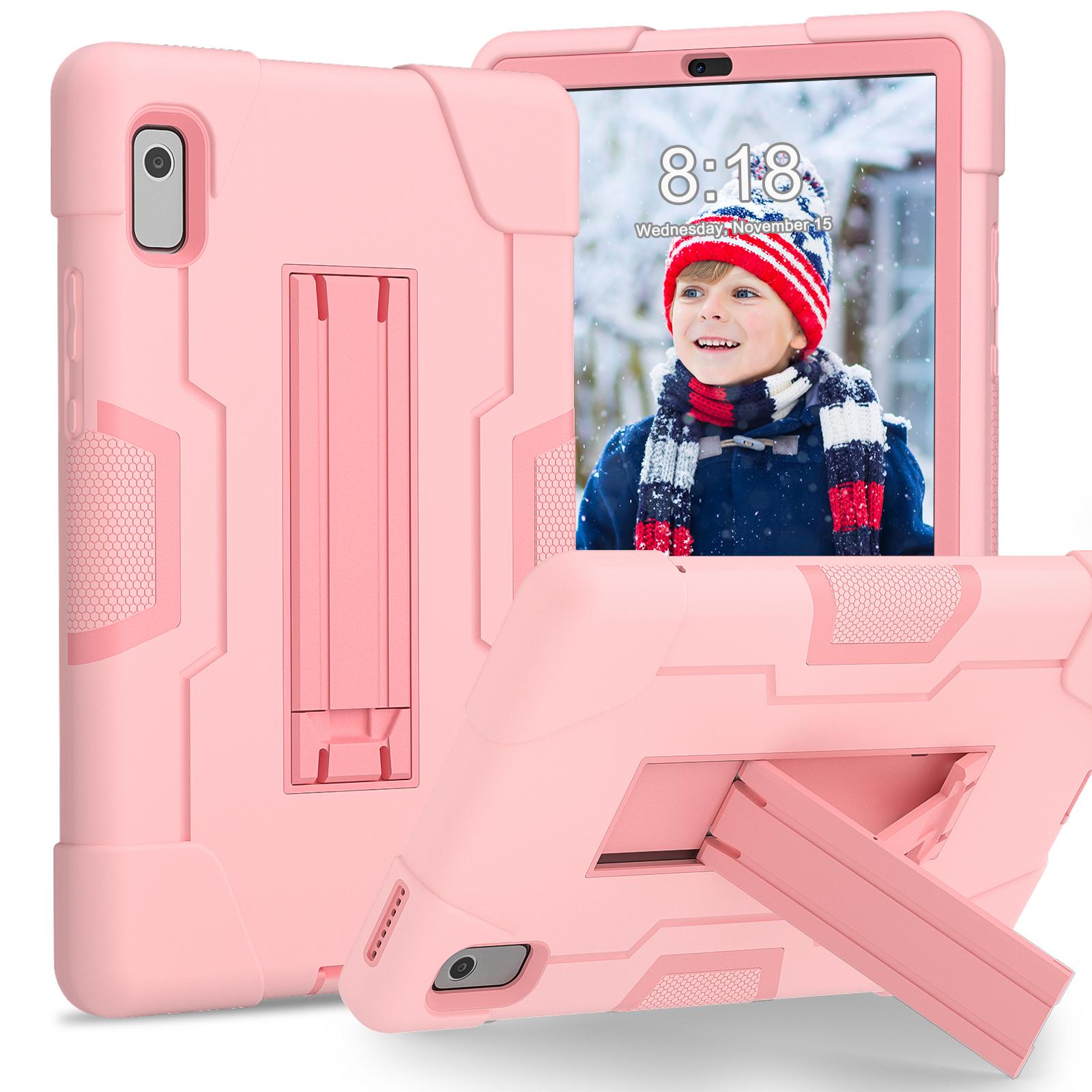 Kickstand Armor Case For Lenovo Tab M9 2023 9.0 inch TB310FU TB310XU PC-Silicone 3-Layers Rugged Heavy Duty Cover Shockproof M9 TB310FU TB310XU розового золота