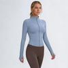 Women's Spring Yoga Jacket - Windproof Stand Collar, Slim Fit Zipper Cardigan for Running and Cycling.