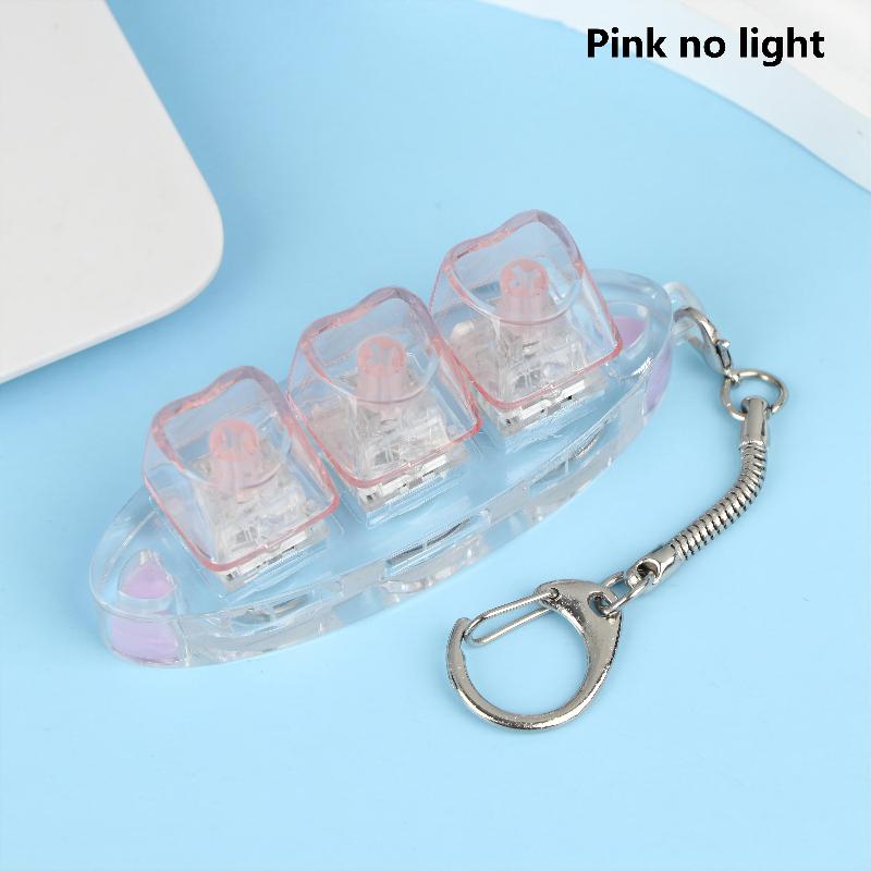 

Clear Heart Keyboard Keychain 3 Keys Led Lights Keyboard Stress Relief Keyring Toys Bag Pendant Key Holder Decoration Gifts Pink no light