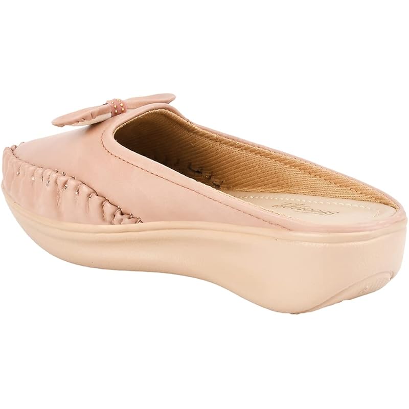 Shoetopia Upper Bow Detailed Peach Slip-On Loafers For Women & Girls /Uk5 5 UK персиковый