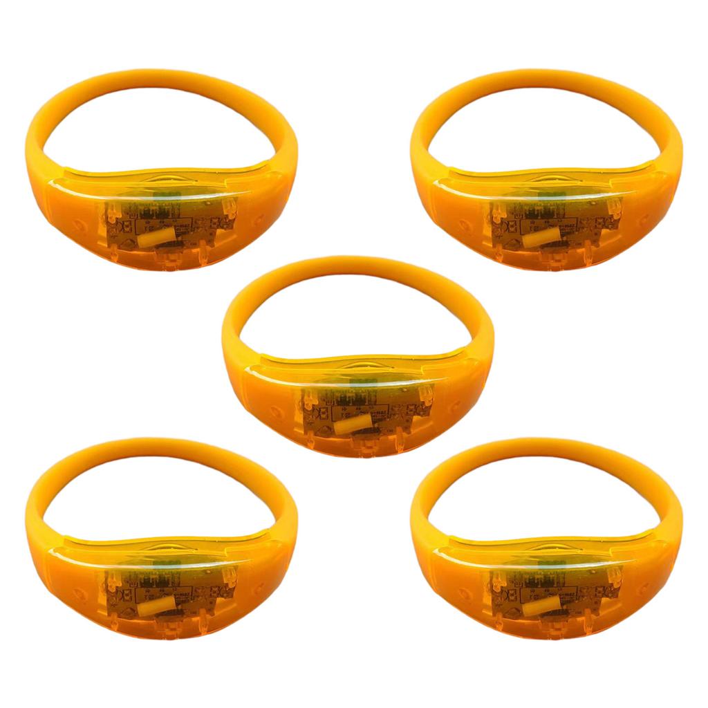 5pcs Voice Controlled LED Luminous Bracelets Flashing Silicone Bangle Light Up Wristbands for Christmas New Year Decor