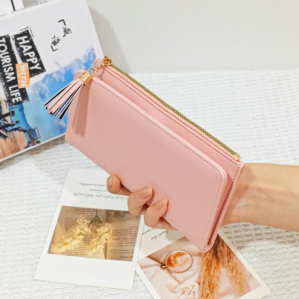 

Wallet for Women, Coin Purse, Card Holder, Long Style, Student Ladies PU Cover, Cute Mini Anti-theft, Integrated Two-in-One Storage розовый