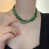 Elegant Multi-Layer Crystal Rhinestone Beaded Necklace Women Green Seed Bead Wrap Chain Alloy Base Micro-Set 2025