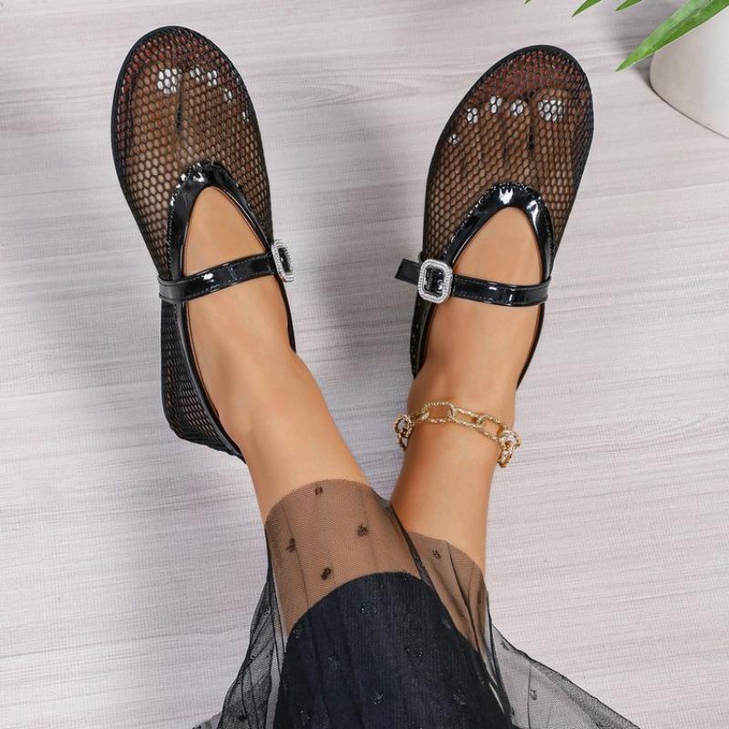 Large size mesh breathable flat sandals women's summer new one-word with fishing net socks sandals