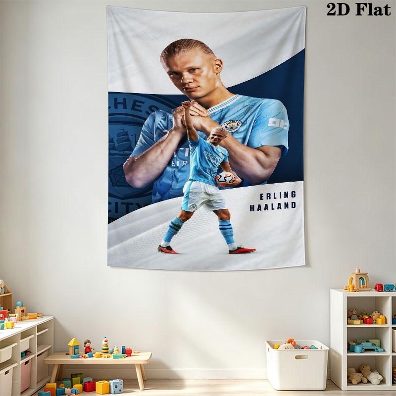 Erling Haaland Re Appeso a Parete Coperta in Tessuto Stampato Arazzi Decorativi per Camera da Letto Soggiorno Arredamento per la Casa
