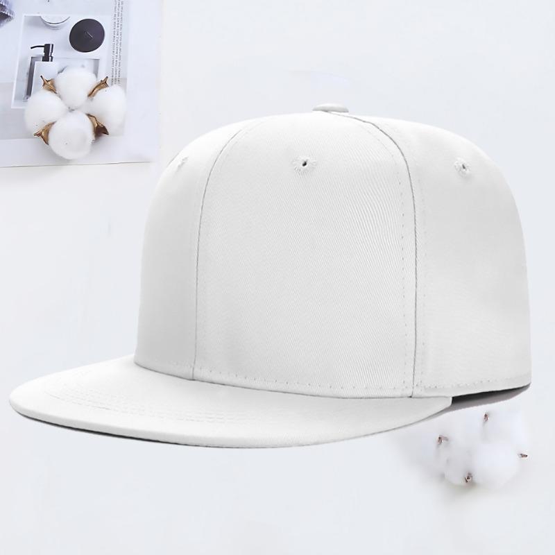 

Pure cotton color matching flat edge hat embroidery printing fashion trendy hip-hop Adjustable білий