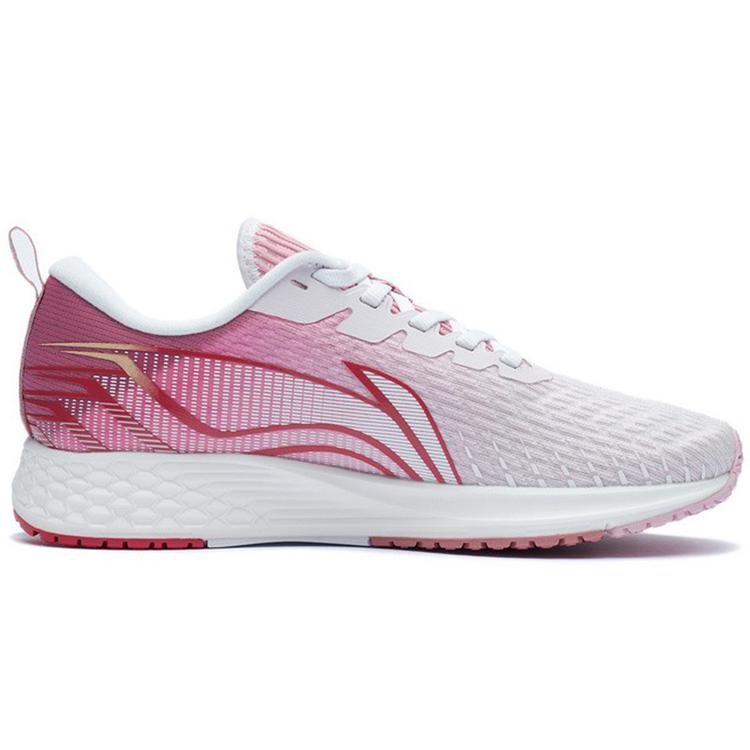 Li Ning Fabric Slip Resistant And Breathable Low Top Running Shoes Women's White Red ARMR022-7