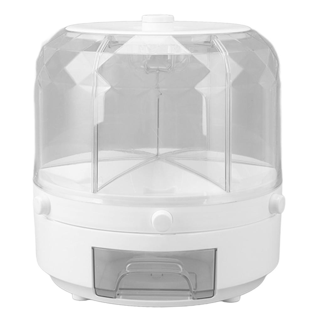 Rotating Rice Dispenser 13.2lb Capacity 6 Grid Airtight One Click Output Dry Food Storage Container for Grain Beans