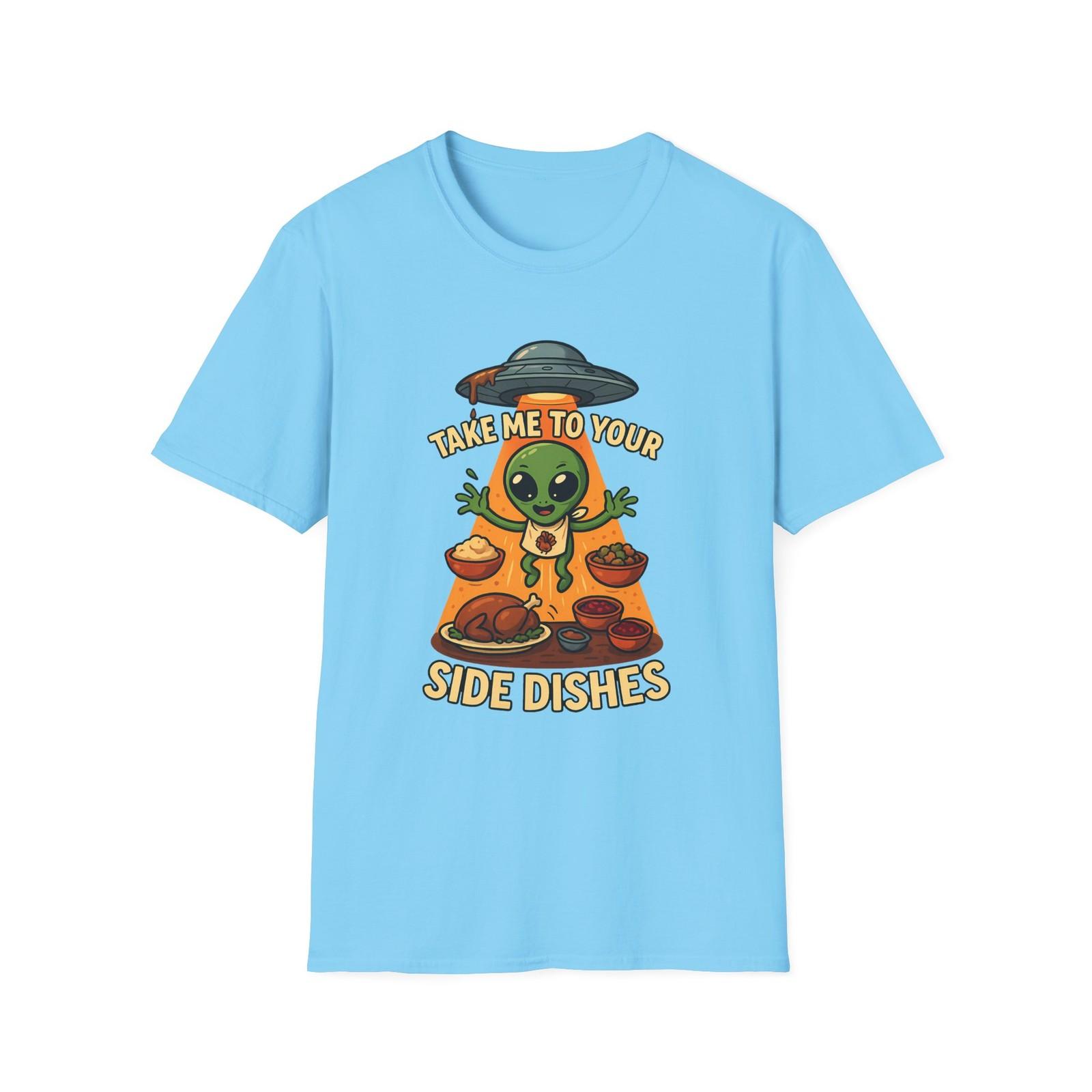 Unisex Softstyle T-Shirt Mens Womens Tees Top Alien Thanksgiving UFO Funny Holiday Tee 2XL