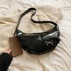 Women Shoulder Bag Adjustable Strap PU Leather Crescent Bag Hobo Bag (Black)