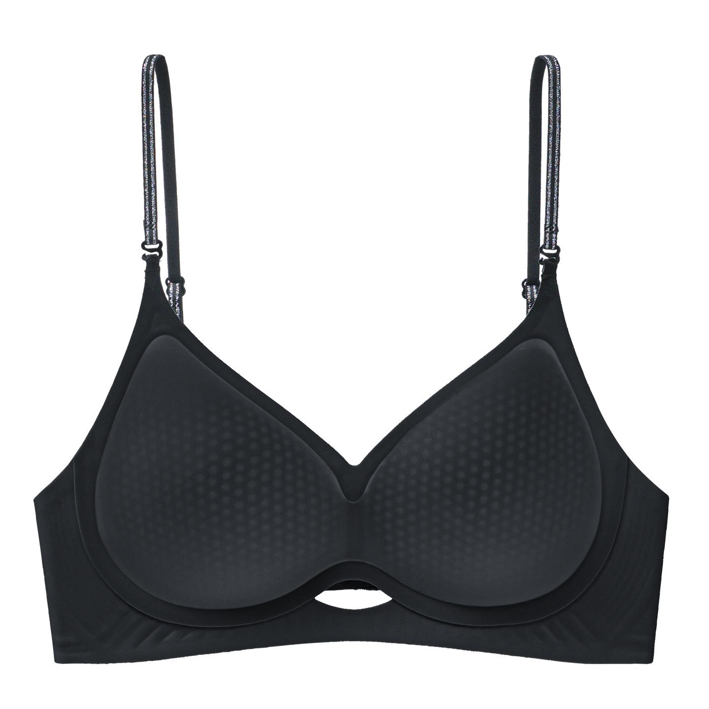 

Liquid foundation invisible non-marking small large anti-sagging bright thin shoulder strap soft support bra cover XL 38/85AB чорний
