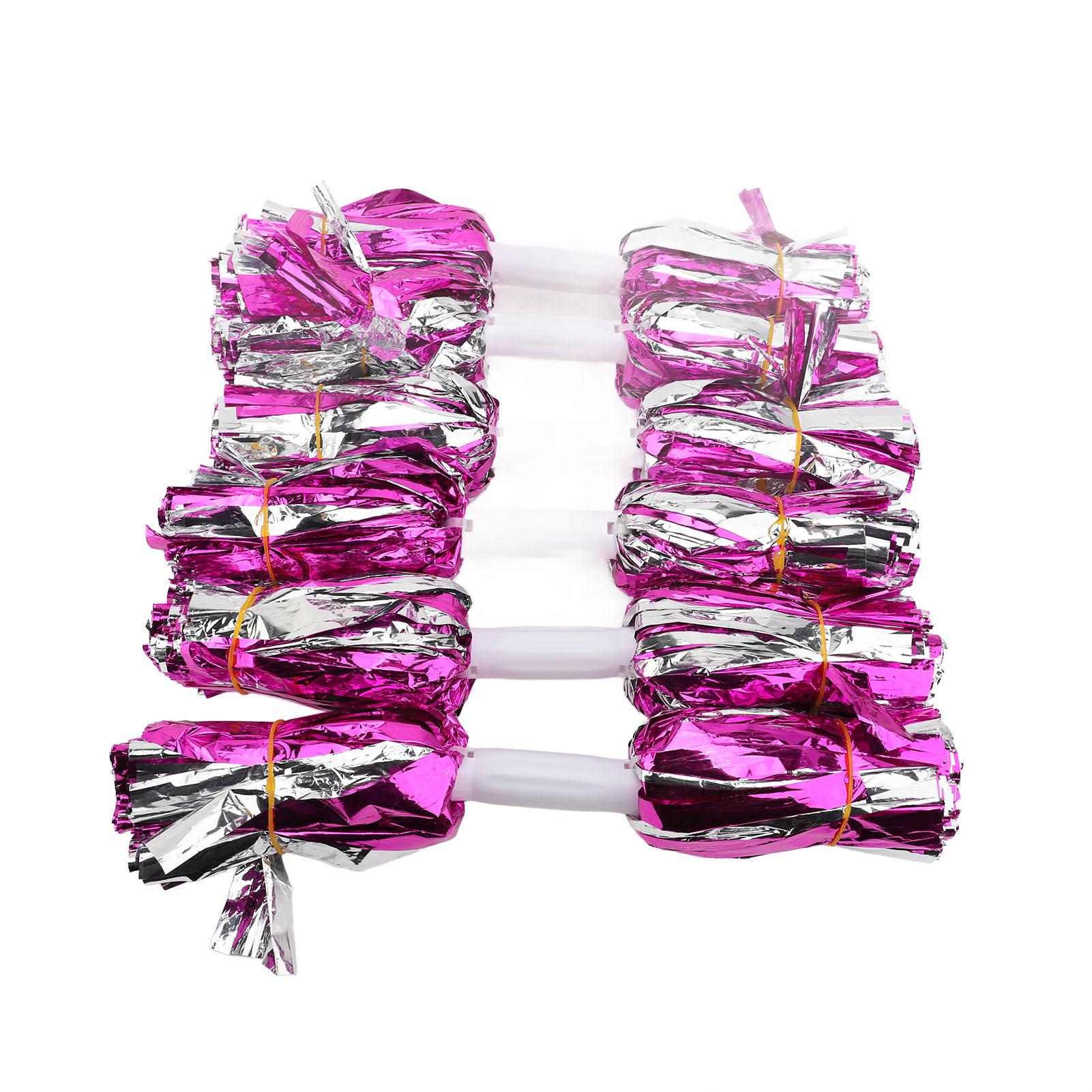 

6PCS Cheerlding Poms with Handle Double End Shiny Cheer Poms for Sports Game Party Dance Celebrations