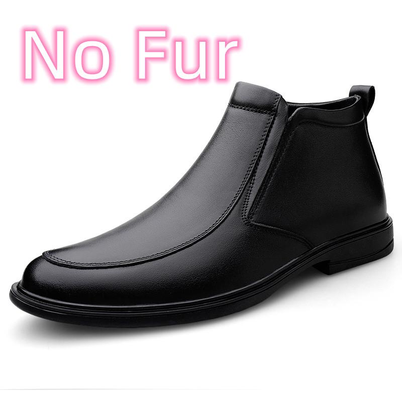 

Fashion Luxury Brand Men Chelsea Boots Genuine Leather Winter Plush Ankle Boots Men s Dress Shoes Business British Style Casual Boots 44