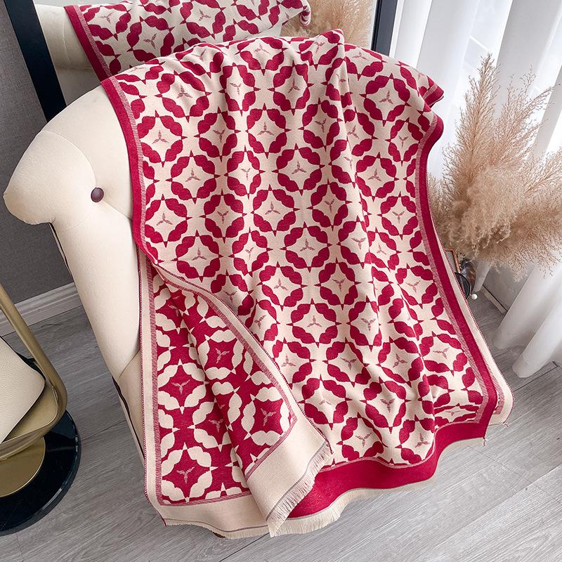 Travel imitation cashmere scarf women's winter high-end double-sided dual-purpose large shawl versatile thickened warm scarf tide