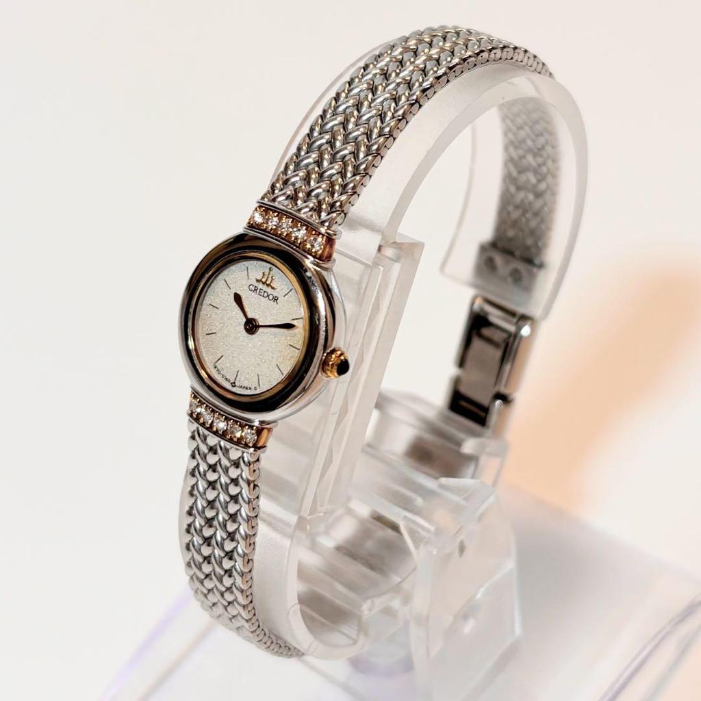 [USED] Working SEIKO CREDOR Women's Watch 18KT Diamond Quartz