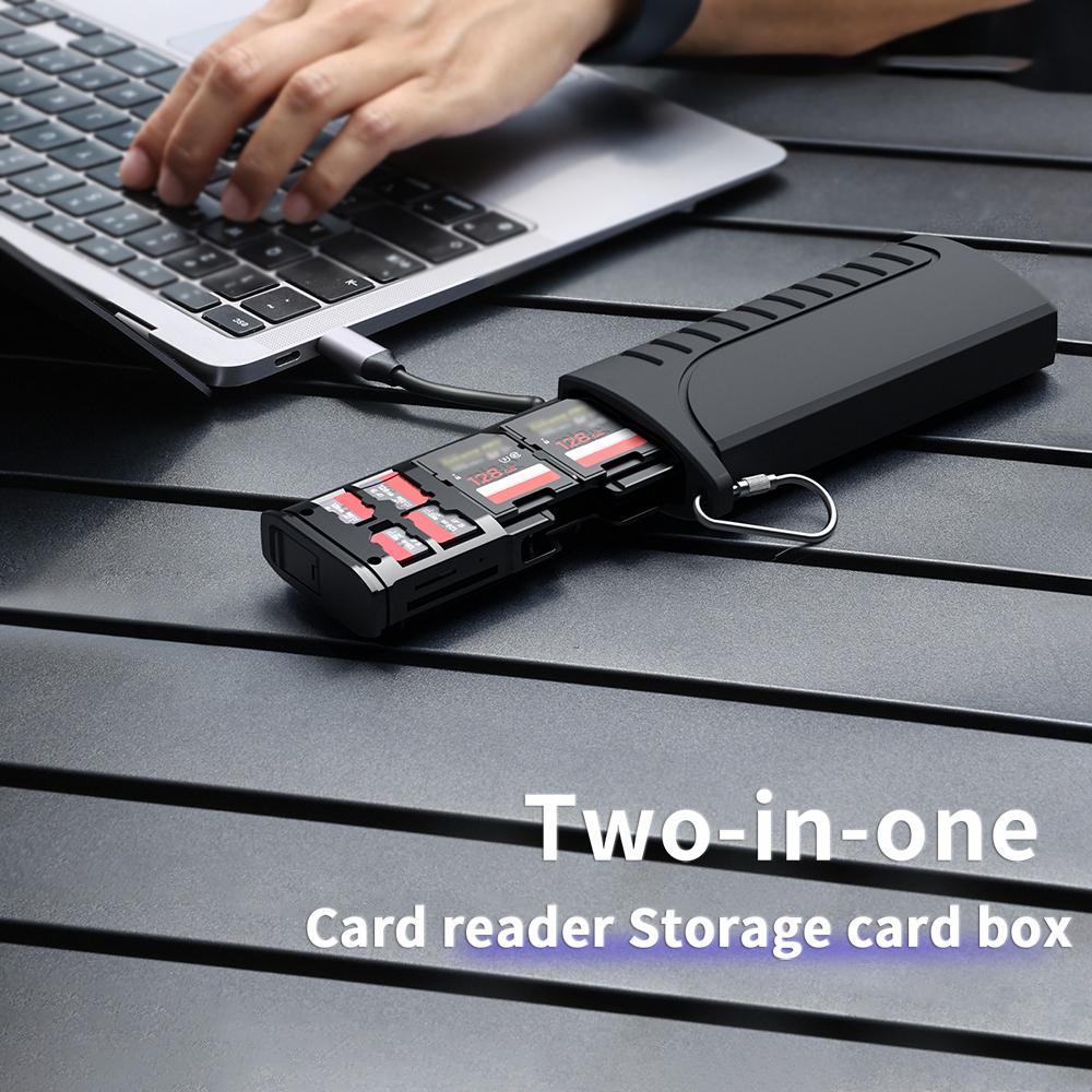 Multifunctional Memory Card Reader Storage Box 2 In 1 5Gbps High Speed TF SD Card Reader Carrying Case Holder Type C