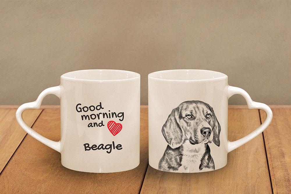 Beagle - Cup with a Dog, Adorable Cup with a Heart-shaped Handle, Universal Gift from the Art-Dog Brand