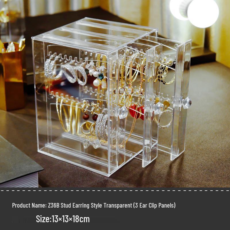 Acrylic Dustproof Earring and Necklace Organizer Box - Transparent Japanese Hanging Rack
