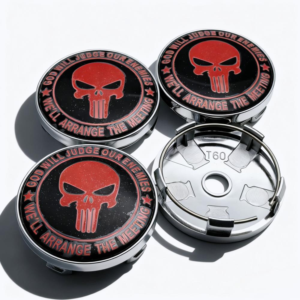 4pcs Skull Logo Emblem Car Wheel Center Caps 60MM 56MM Wheels Hub Cap Skulls Heads Badge Rim Hubcaps Dust Cover Car Accessories