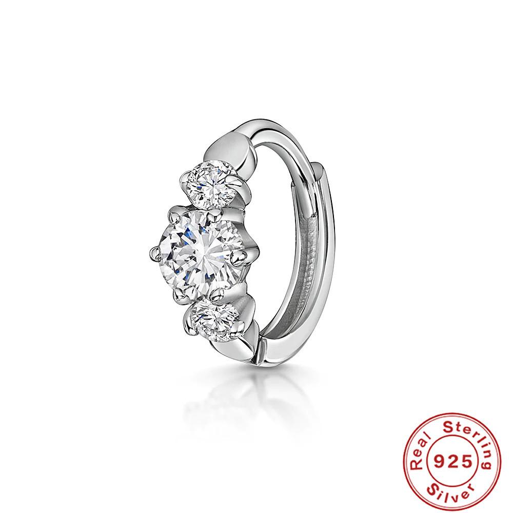 S925 Sterling Silver Cartilage Piercing Zircon Diamond Earrings Ear Buckle Earrings Earbone Ring Hipster Earrings