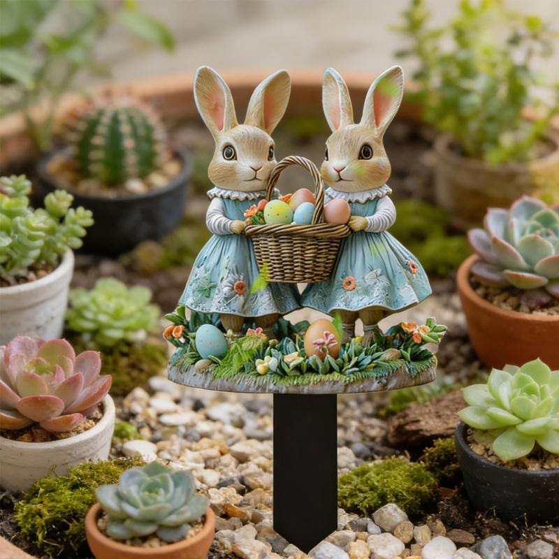 Weather Proof Acrylic Rabbit Lawn Sign Animal Stake Perfect For Easter Party Decorations And Garden Display