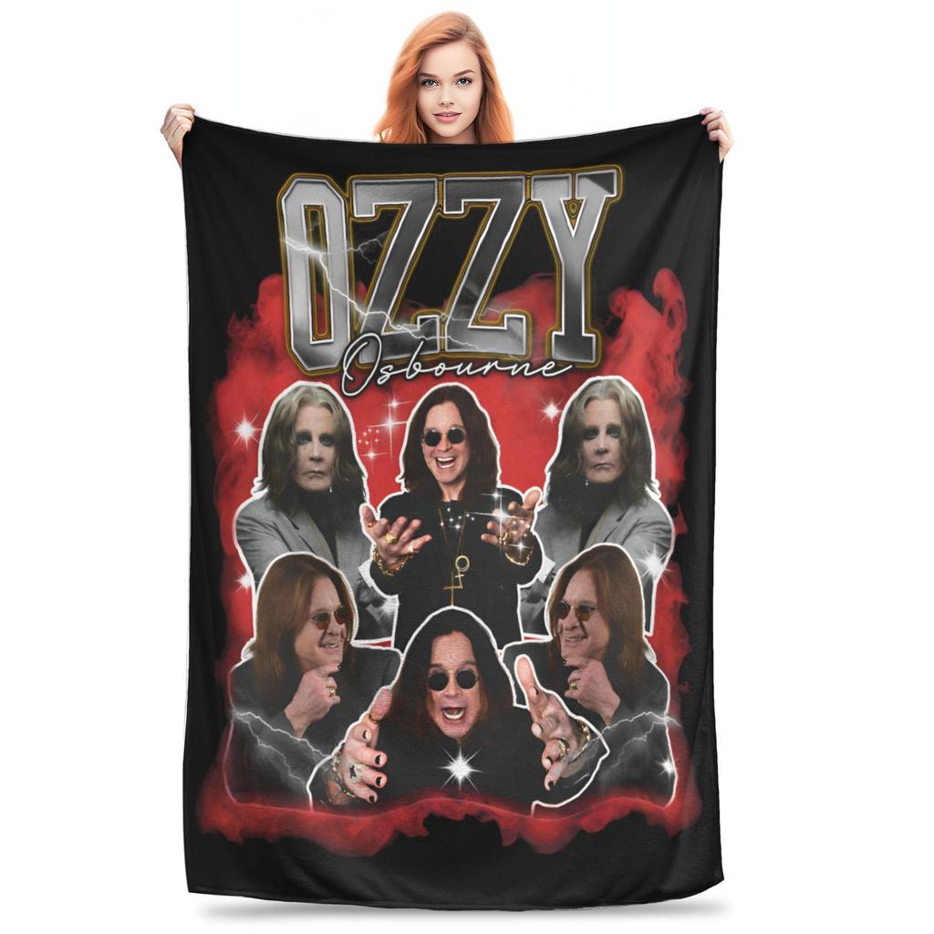 Black Sabbath Ozzy Is Bat Warm Soft Blankets  Travel Plush Throw Blanket Print Living Room Flannel Bedspread Sofa Bed Cover