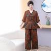Women's Plus Size Summer Two-Piece T-Shirt Set for Middle-Aged and Elderly - Short-Sleeved, Loose Fit