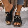 Women Slippers Outdoor Roman Wedge Sandals Summer Metal Casual Slippers Lightweight Round Head Shoes Women 2025 New Slides Women
