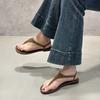 2025 summer new simple daily versatile toe flat sandals women wear beach retro round head Roman shoes