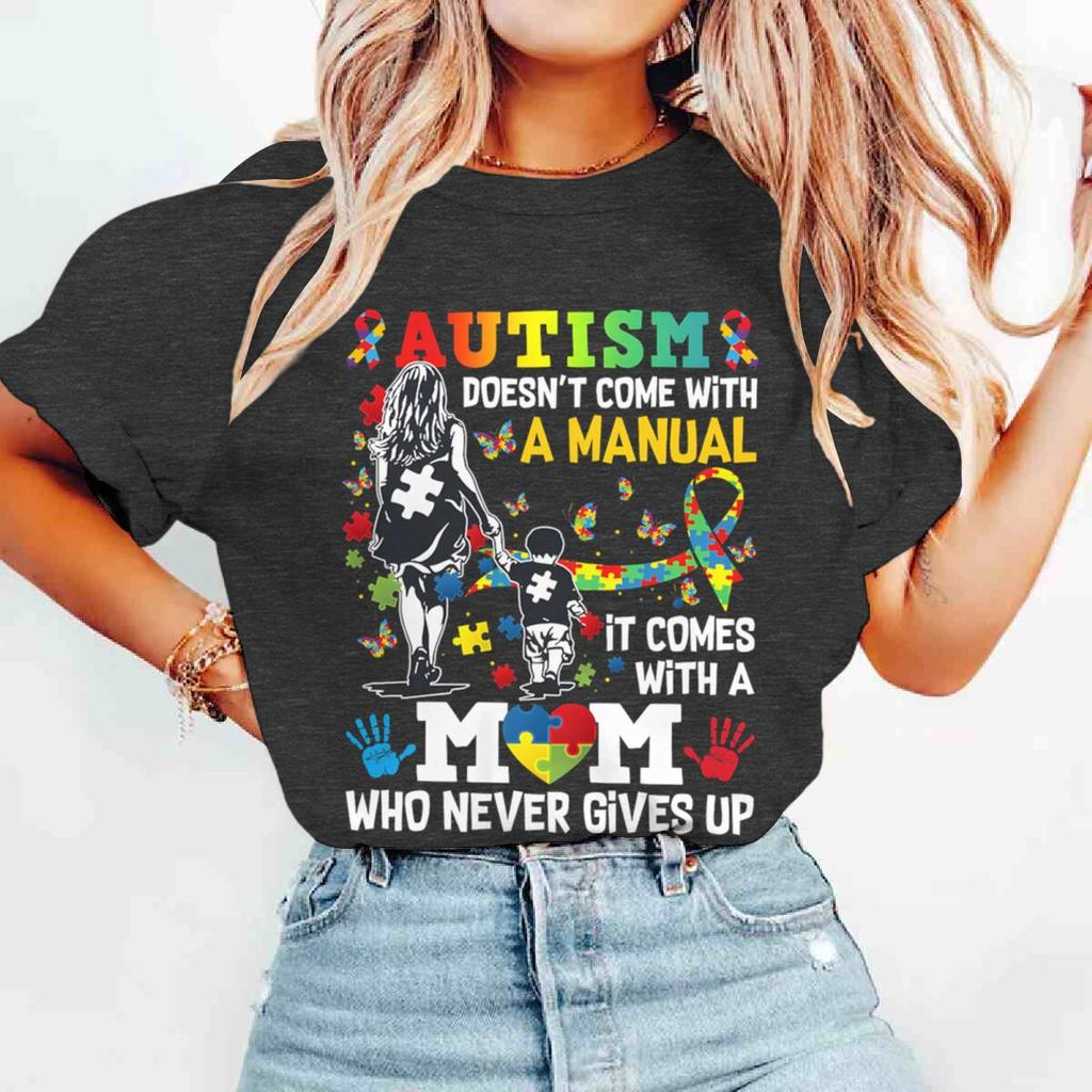 Autism Mom Shirt Autism Doesnt Come with A Unisexual Autism Awareness Puzzle Ribbon Tshirts Womens Streetwear Mama Gifts