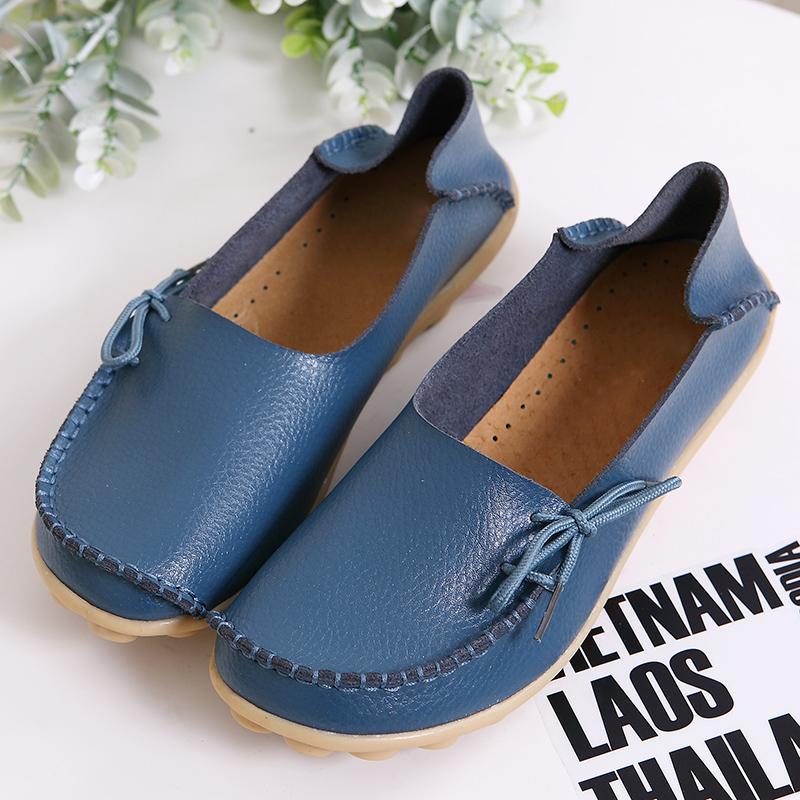 Damskie buty na platformie Oryginalne skórzane buty dla mamy Sznurowane Regulacja szczelności Retro Wygodne chodzenie Antypoślizgowe buty w dużym rozmiarze