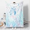 Sea Turtle Throw Blanket Nautical Coastal Throw Blanket Gift for Turtle Lover Throw Blankets Beach Coral Reef Flannel Fleece Thr