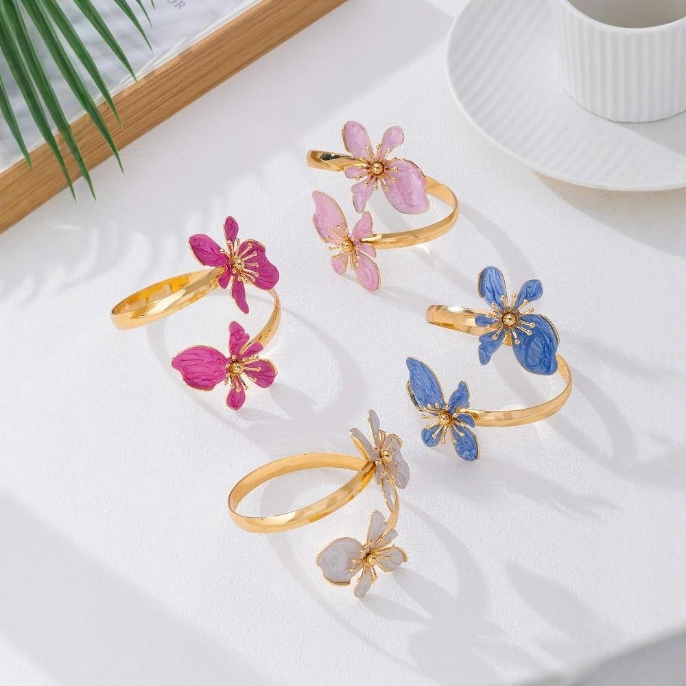 Gold Color Enamel Flower Cuff Armlet Adjustable Design Open Arm Ring  Special Occasion