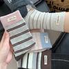 Miu Style Women's Retro Pinstripe Mid-Calf Socks - Color Block & Slouch Design, Trendy Japanese-Inspired.