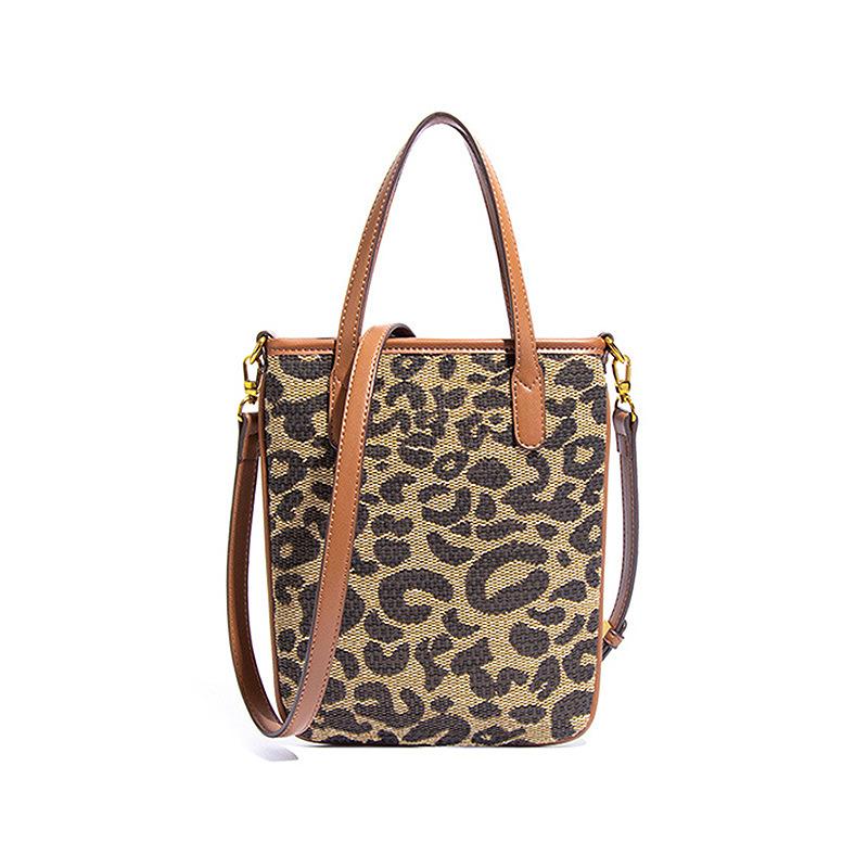 

Сумка-тоут с леопардовым принтом в стиле ретро, модная женская сумка, повседневная сумка через плечо на одно плечо, сумка-ведро большой вместимости