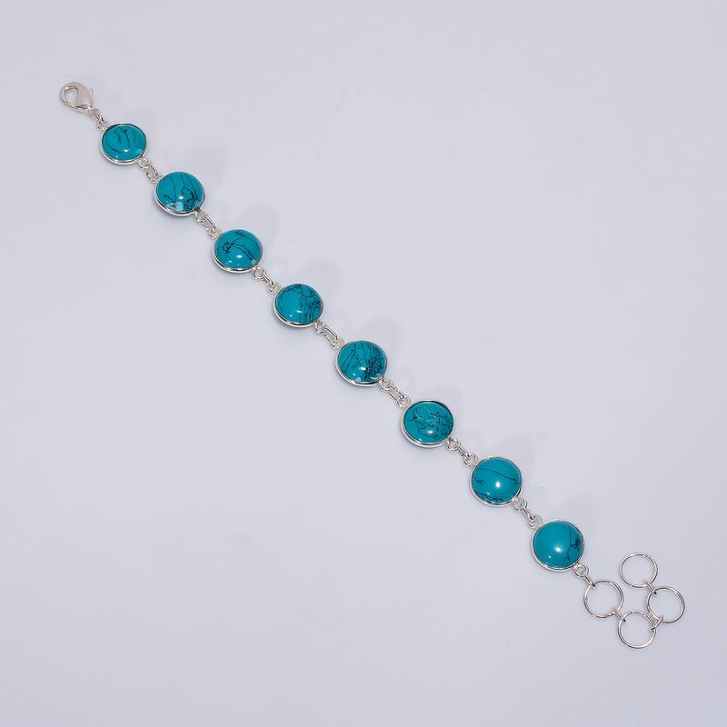 

Attractive Top Grade Qualite 100% Natural Tibetan Turquoise Round Shape Ethnic Handmade Jewelry 925 Steling Silver Bracelet 6-7 WSJ-5193 6-7