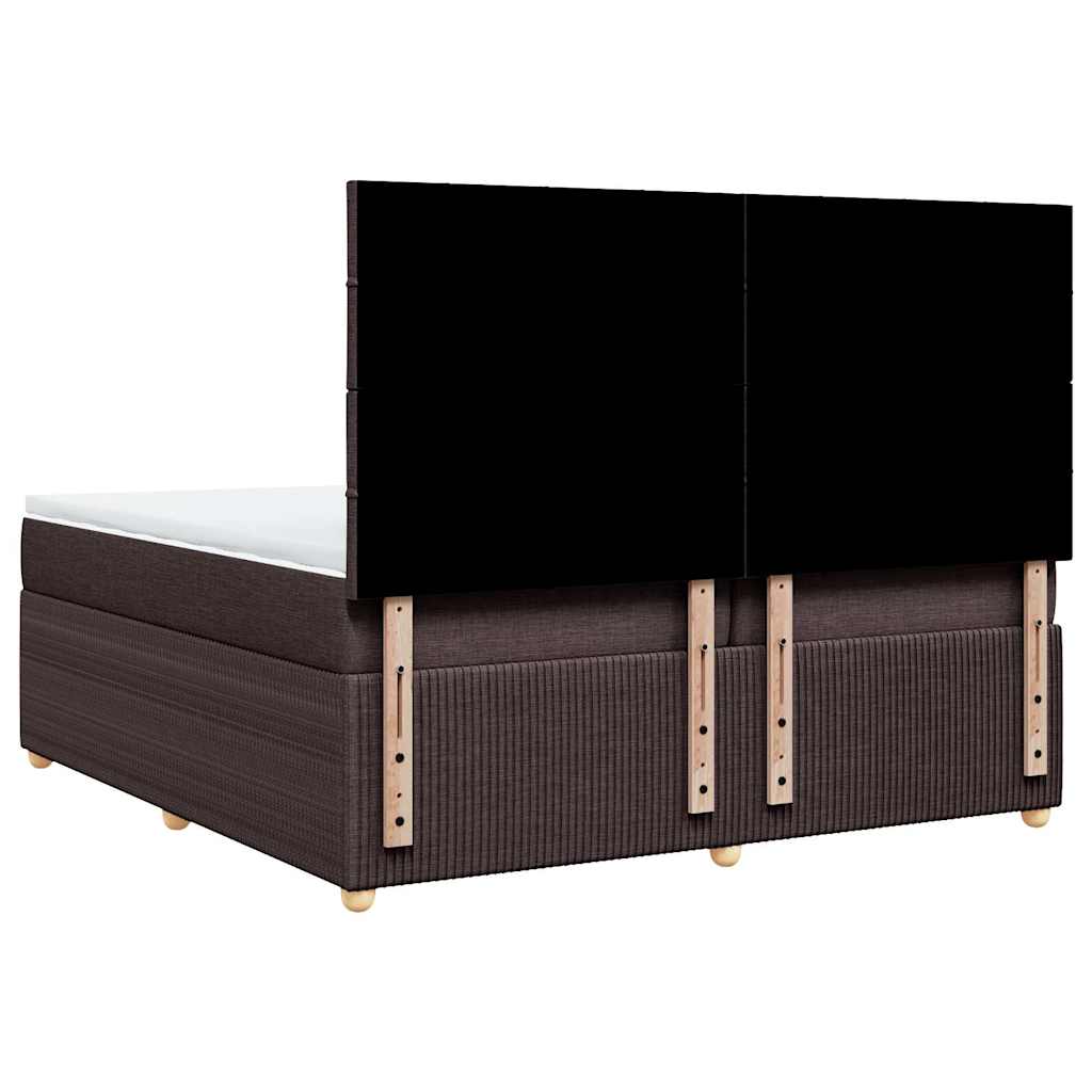 Box Spring Bed with Mattress Dark Brown 200x200 Cm Fabric