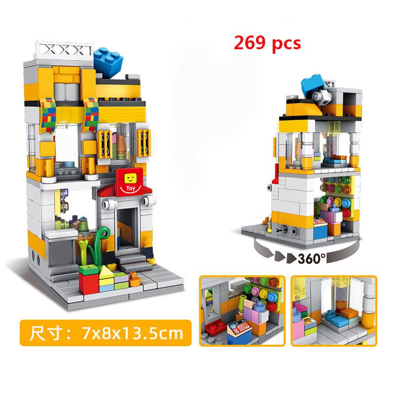 For Retail Store Architecture City Miniature Street VieBuilding Blocks House Food Shop Cafe Dinr Restaurant Model Toys