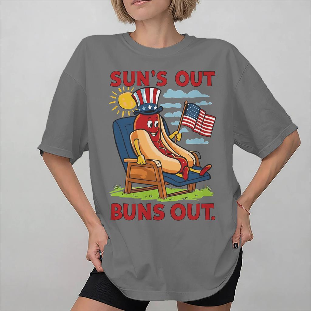 Suns Out Buns Out Funny Hot Dog Food Lover Tee Shirt For Unisex Unisex New Arrival Summer Fashion T Shirts Cotton Clothing Tops