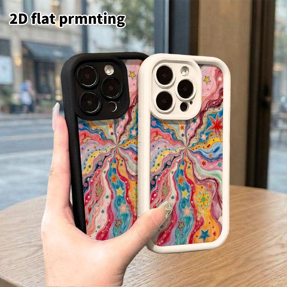 Phone Case: 2D Flat Design Suitable for iPhone 18, 17, 16, 15, 14, 13 Pro Stepped Protective Case, Nebula Star Pattern, Halloween Gift