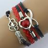 Ženy 8 Word Symbol Pletené vícevrstvé Love Heart Towers Faux Pearl náramek