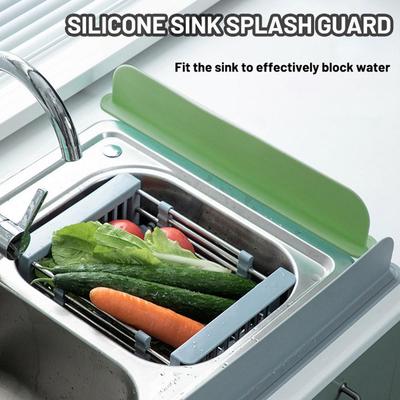 Silikon Spülbecken Spritzschutz mit Saugnäpfen Rutschfester Wasserstopp zum Geschirr- und Gemüsewaschen Klebende Trennwand