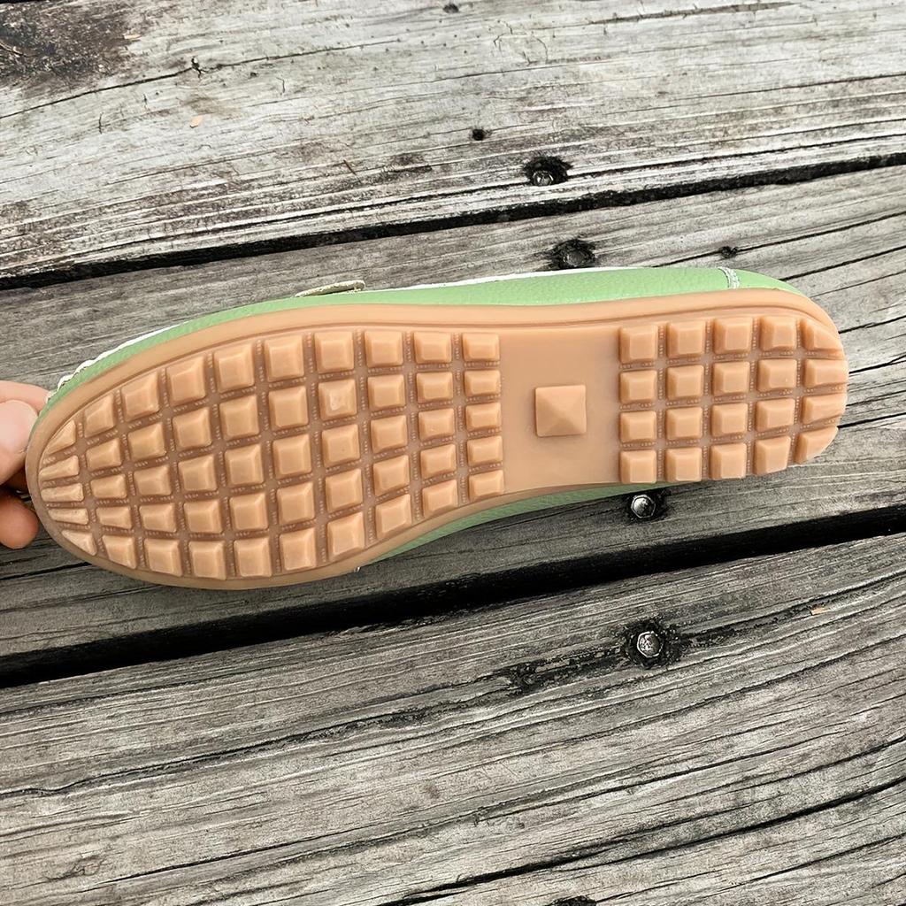 Women's Plus Size Casual Spring 2025 Soft Sole Loafers - Metal Detail, Flat Bottom, Lazy Bean Style